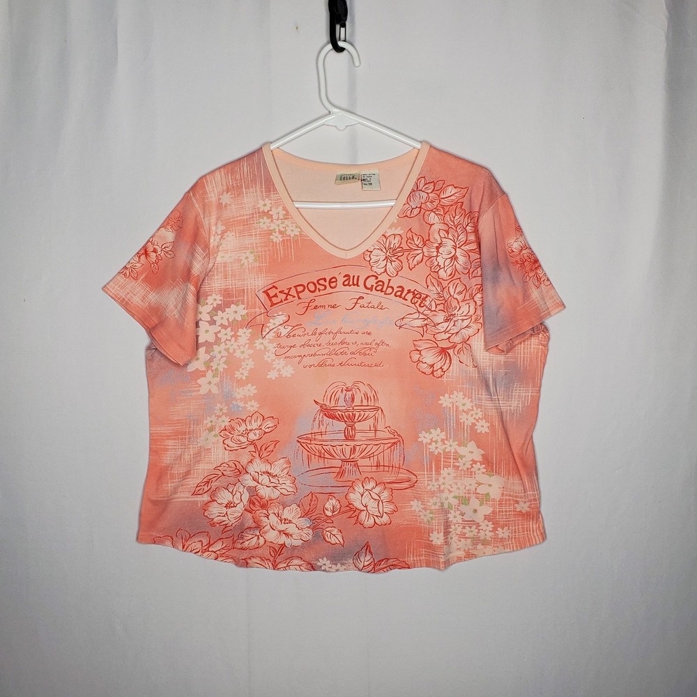90s‎ Vtg Falls Creek Graphic Top Women 1X Grunge Fairy Romantic Feminine Cotton